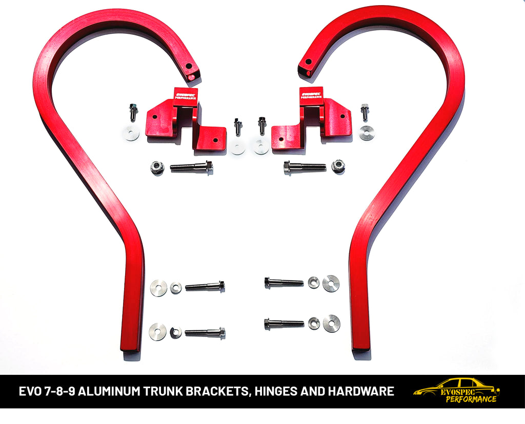 Aluminum trunk arms, billet aluminum hinge brackets, and complete titanium hardware. Evo 7/8/9 image 5