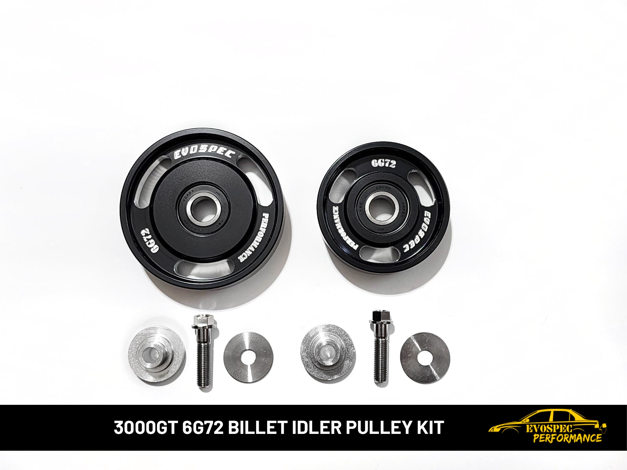 EvoSpec Performance 3000GT 6G72 billet idler pulley kit. - Anodized Black image