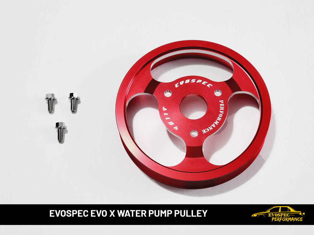 Evo X Underdrive Water Pump Pulley - Red Anodized image