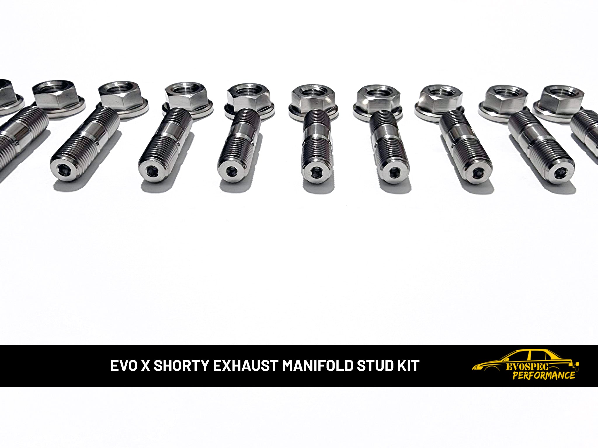 EVO 10 / X  Titanium shorty exhaust manifold stud kit gen3 image 2