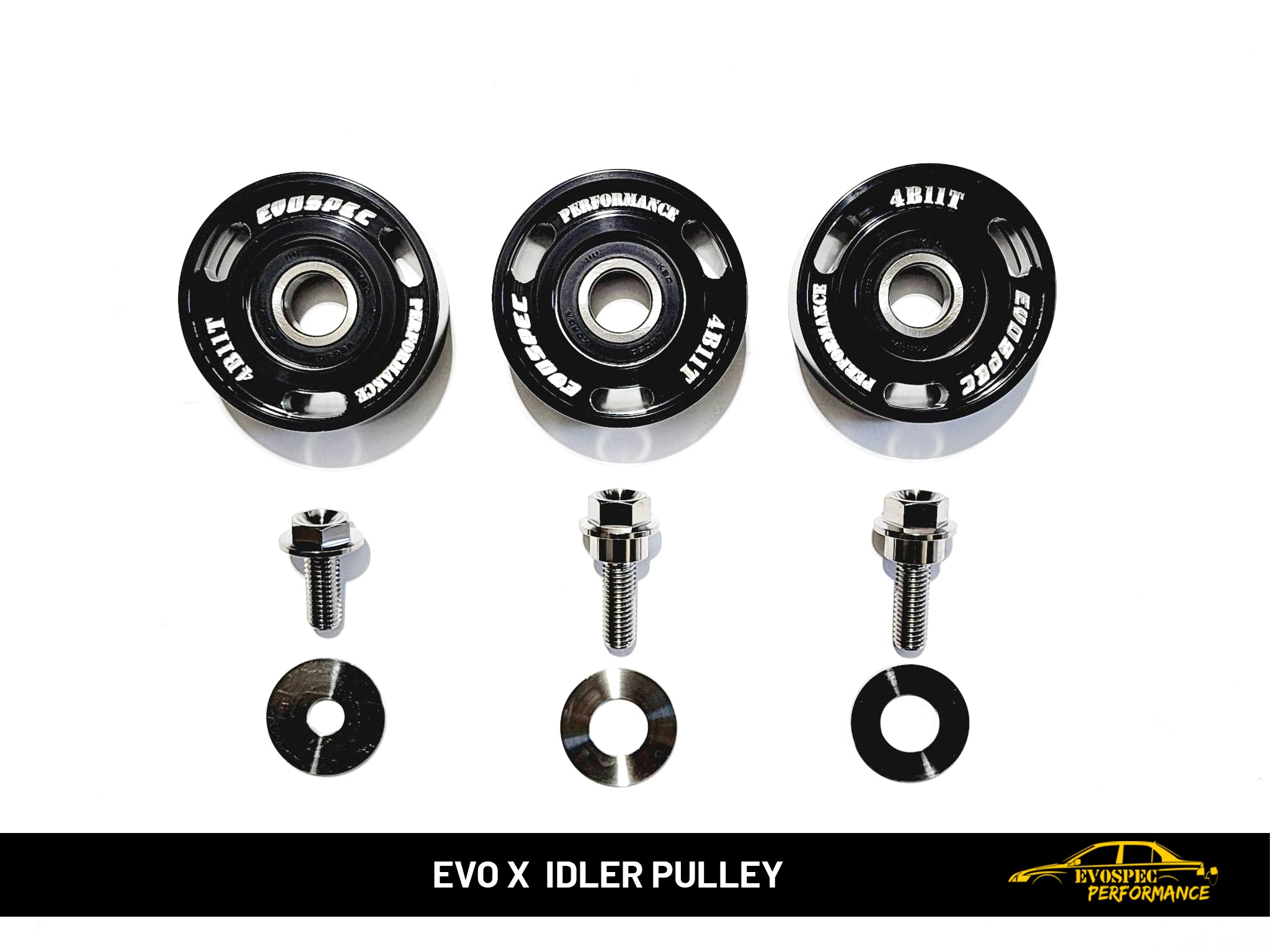 Evo X / ralliart 4B11T billet idler pulley kit. - Anodized Black image