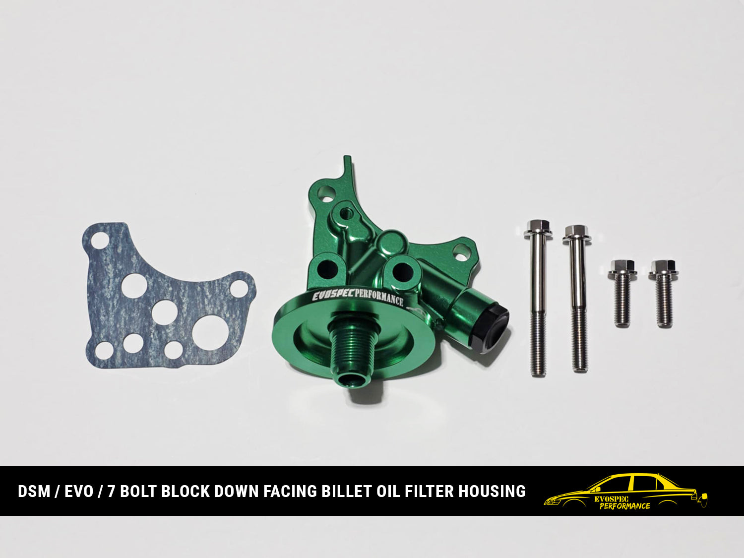 DSM / Evo / 7 bolt block down facing billet oil filter housing image 4