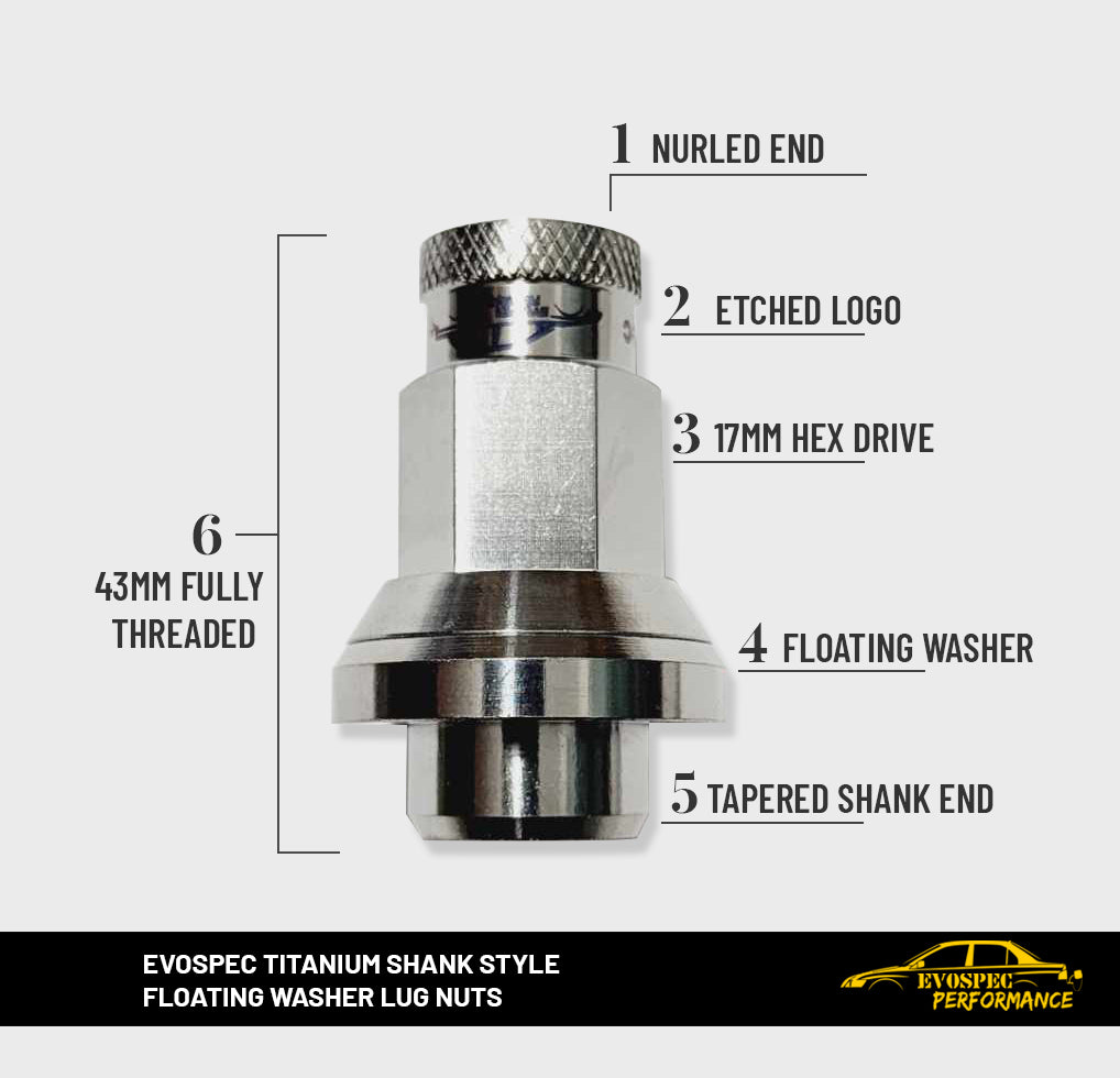 EvoSpec TITANIUM SHANK style floating washer lug nuts image 1