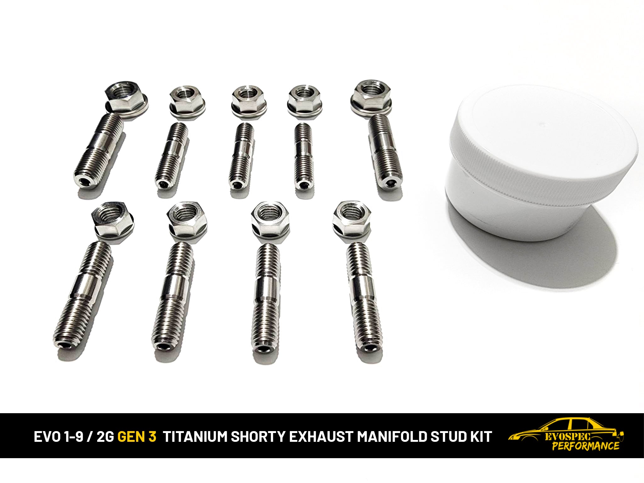 Evo 1-9 and 2G DSM Titanium shorty exhaust manifold stud kit gen3 image 3