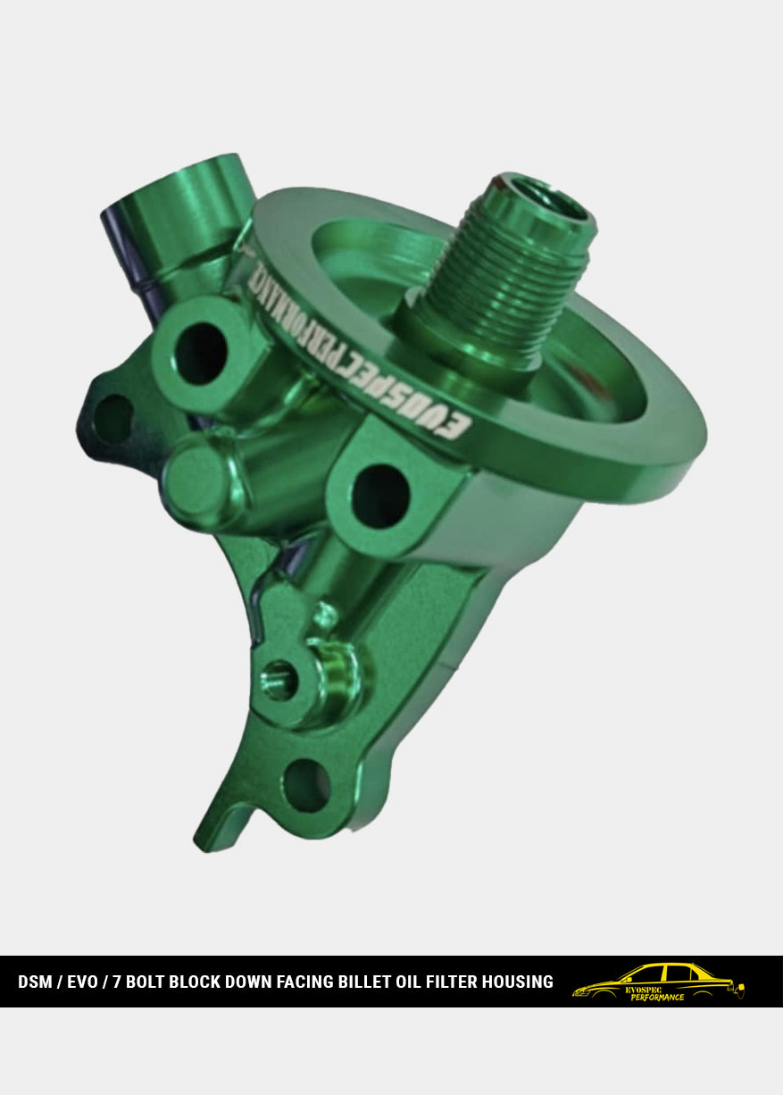 DSM / Evo / 7 bolt block down facing billet oil filter housing image