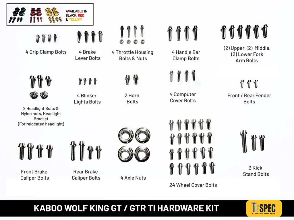 Kaboo Wolf King GT / GTR Ti hardware kit - YELLOW image 0