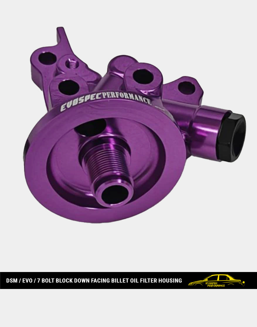 DSM / Evo / 7 bolt block down facing billet oil filter housing image