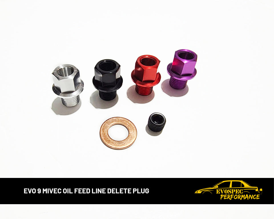 Evo 9 mivec oil feed line delete plug