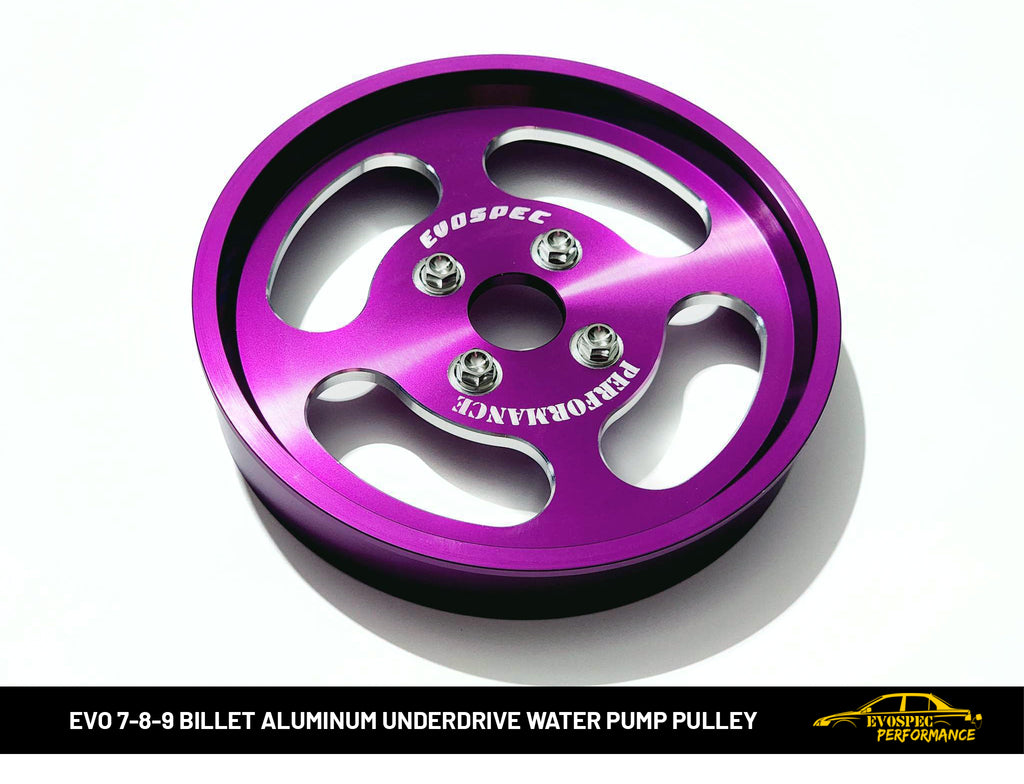 Billet Aluminum Underdrive Water Pump Pulley - Evo 4/5/6/7/8/9 - Anodized Purple image