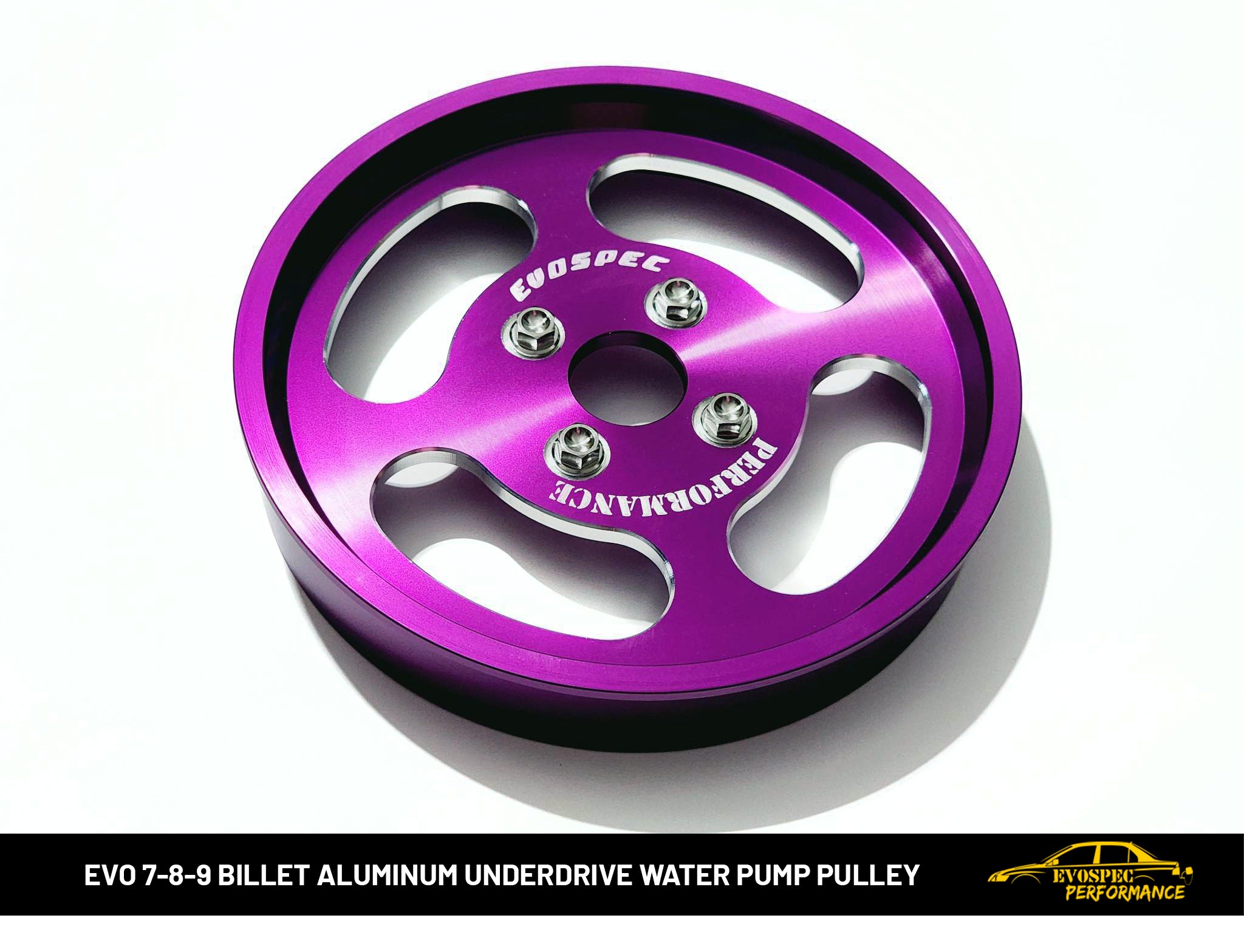 Billet Aluminum Underdrive Water Pump Pulley - Evo 4/5/6/7/8/9 - Anodized Purple image