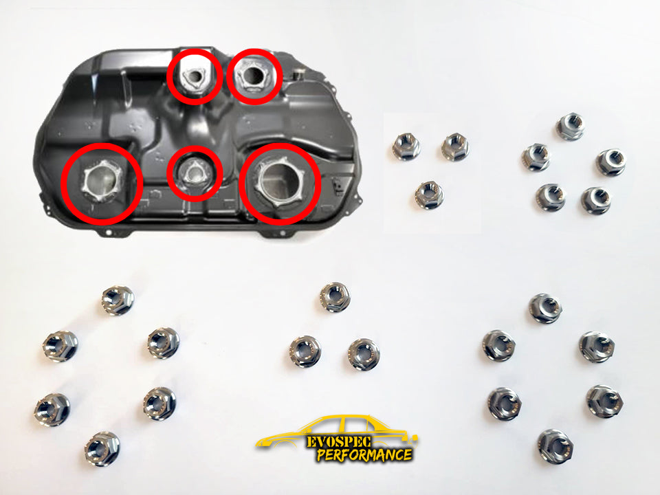 Evo 7/8/9 Titanium COMPLETE Fuel Tank Nut kit image 0