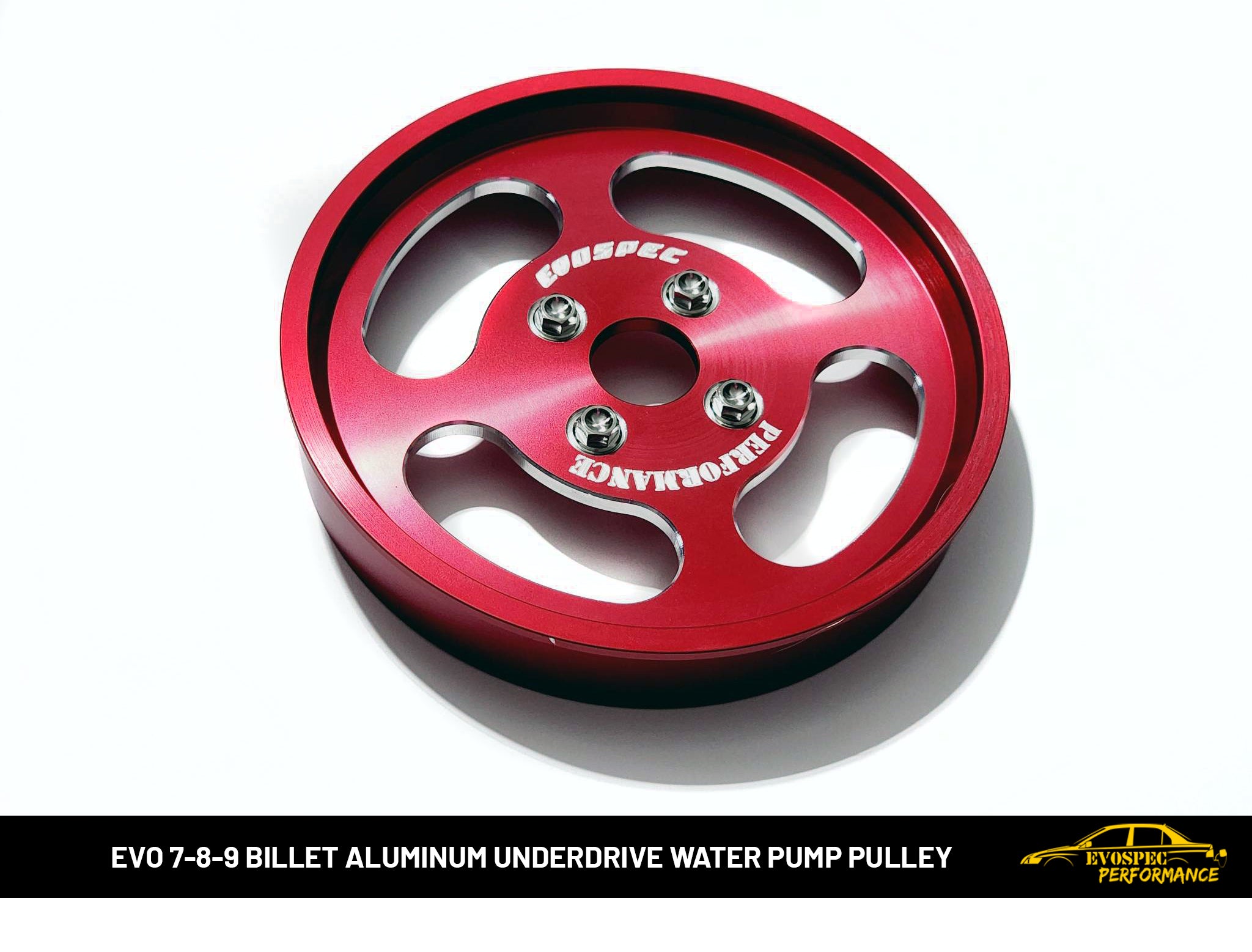 Billet Aluminum Underdrive Water Pump Pulley - Evo 4/5/6/7/8/9 - Anodized Red image