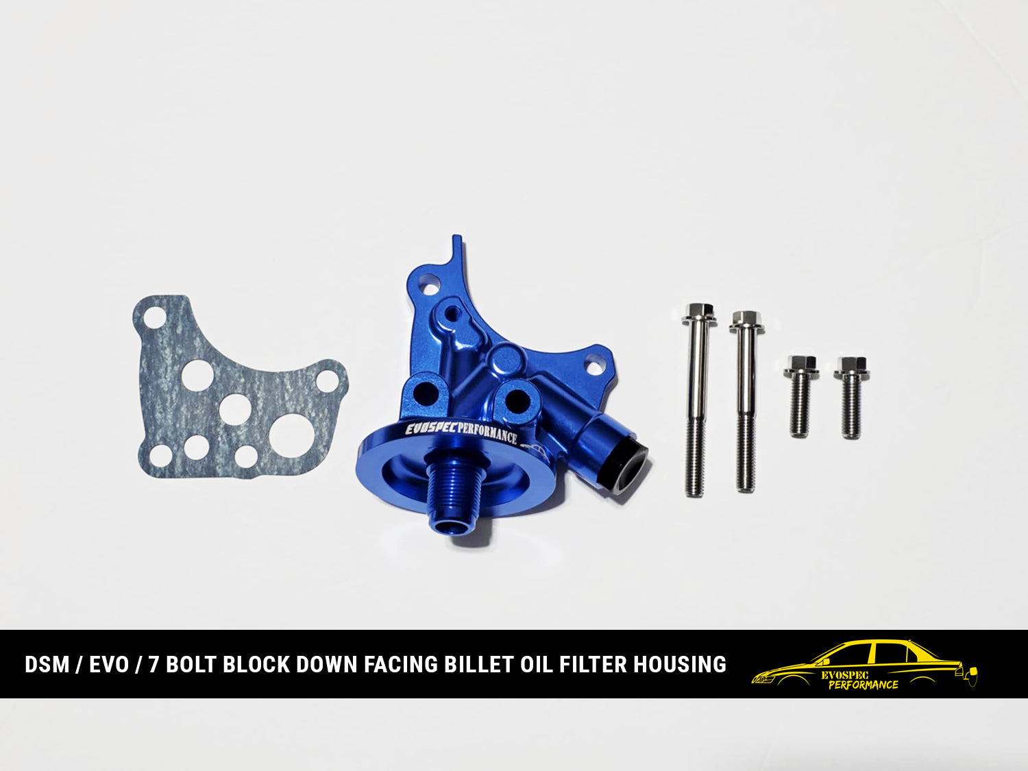 DSM / Evo / 7 bolt block down facing billet oil filter housing image 3