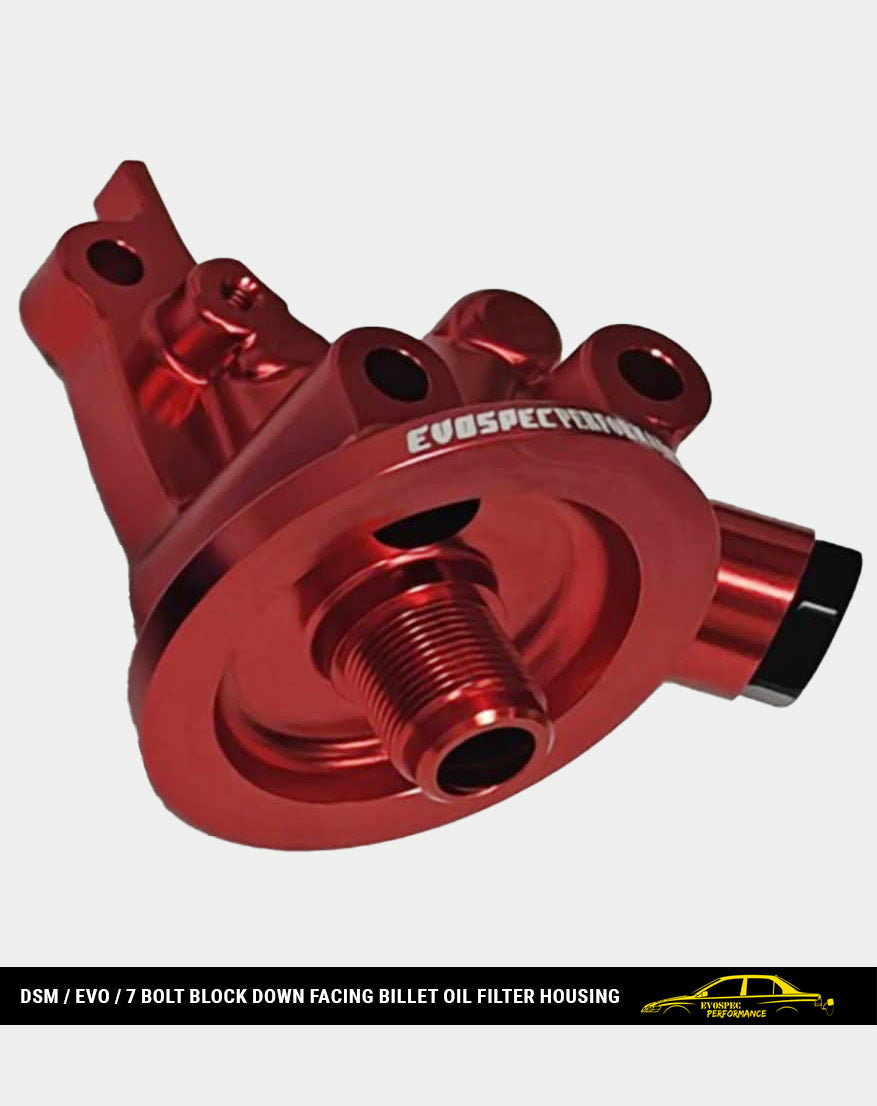 DSM / Evo / 7 bolt block down facing billet oil filter housing image