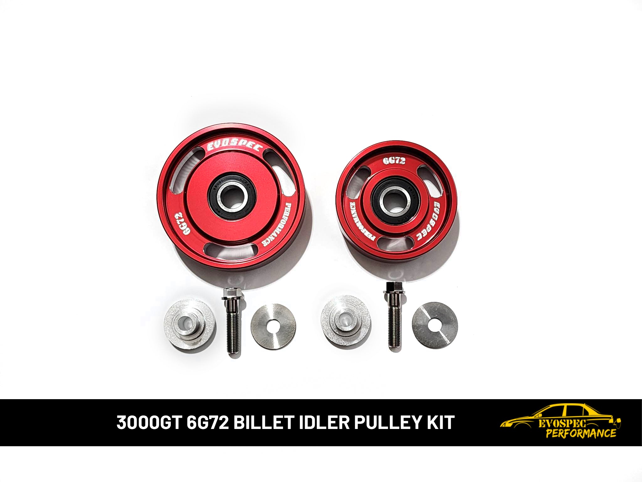 EvoSpec Performance 3000GT 6G72 billet idler pulley kit. - Anodized Red image