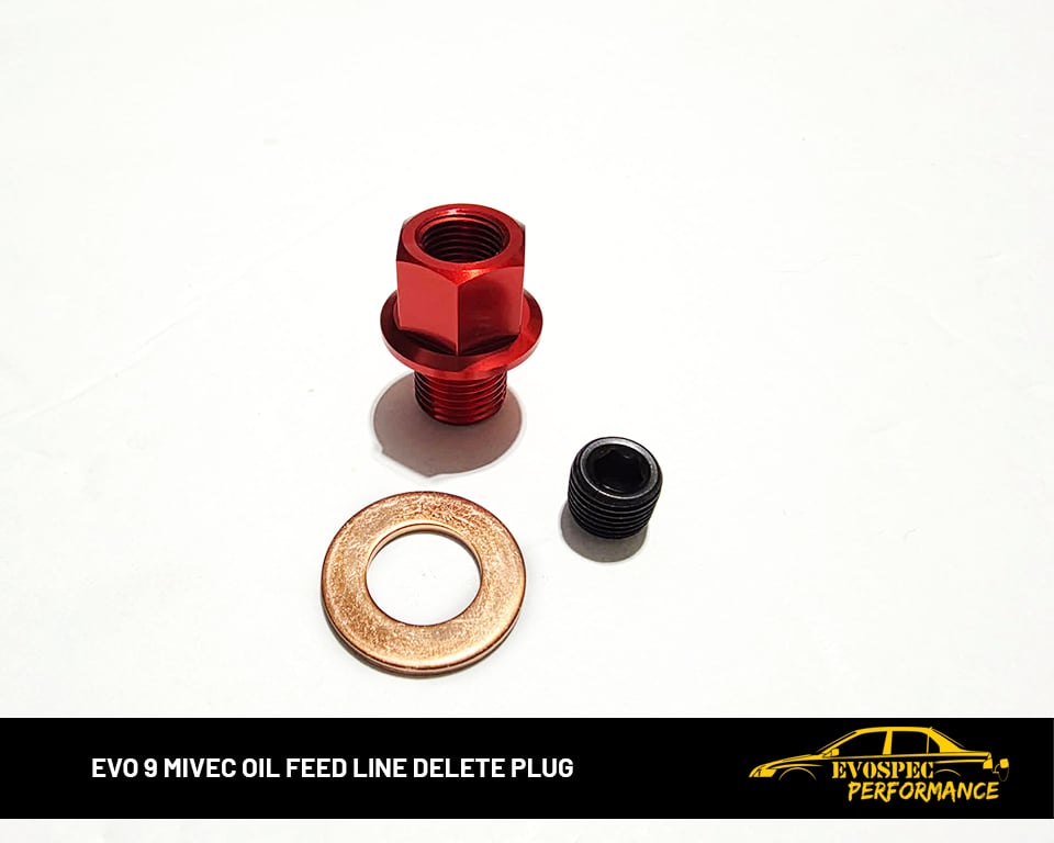 Evo 9 mivec oil feed line delete plug