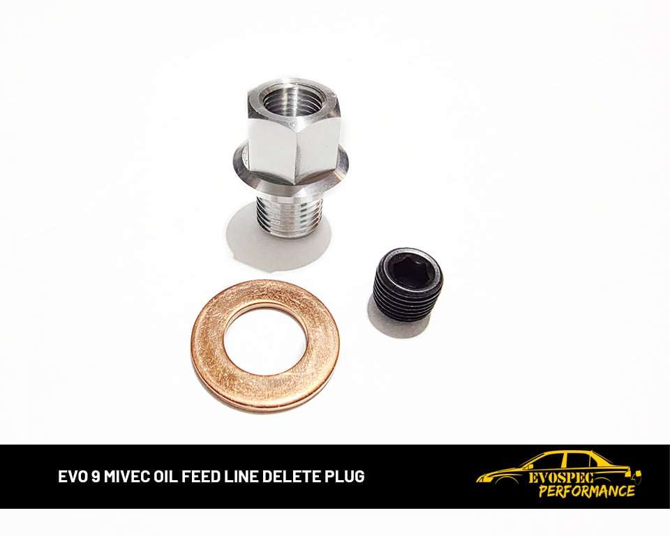 Evo 9 mivec oil feed line delete plug