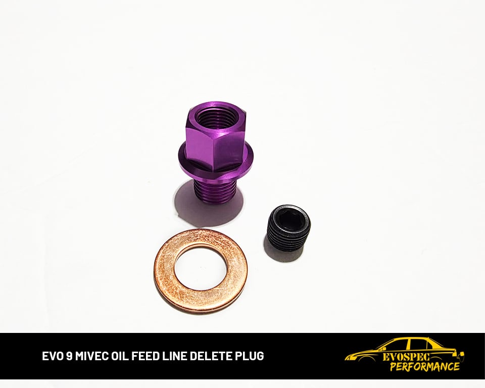 Evo 9 mivec oil feed line delete plug